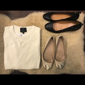 J. Crew off-white block heel with snakeskin toe 8